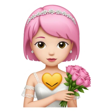 pink short haired bride with bouqet sticker