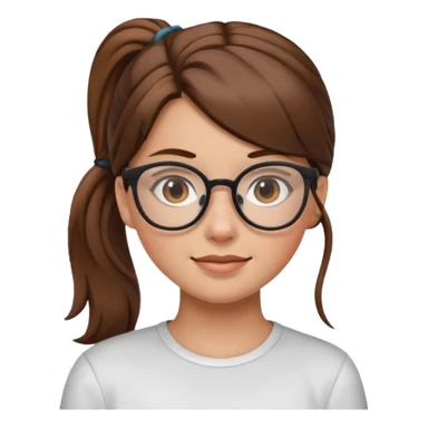 brown haired Ponytail Girl with Glasses sticker
