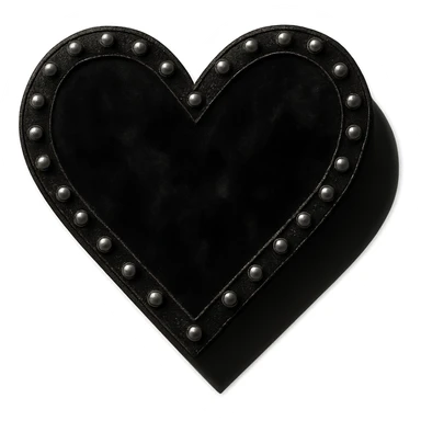 goth heart, black velvet texture, silver studs, dramatic shadows, no background sticker