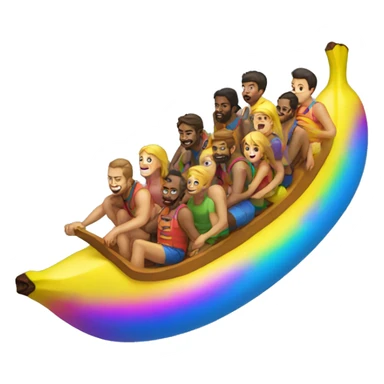 rainbow banana boat with ten people  sticker