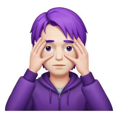 men with purple hair which cover eyes sticker