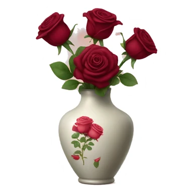 Burgundy has roses in vase  sticker