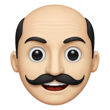 Create a Chinese smile emoji. Use the regular smile emoji and update its looks accordingly. the smile should contain an evil smile with a long Chinese like mustache sticker