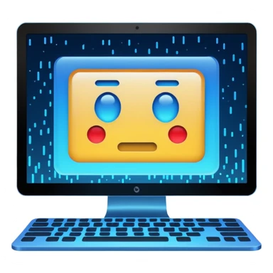 make a computer screen with a error emoji sticker