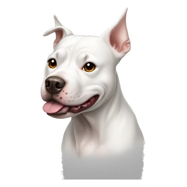 A dog white pitbull dog with pointed ears and a few blanck spots sticker