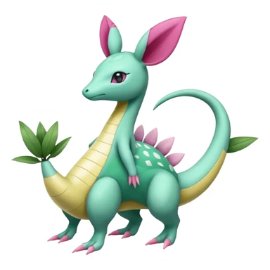Tropical Exotic Cradily-Leavanny-Gallade-Ampharos-Inteleon-Nidoqueen-Fakémon-Pokémon-hybrid-fusion-creature, full body sticker