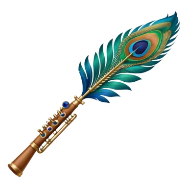 Flute attached with peacock feather sticker