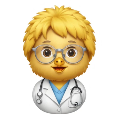 chick animal with glasses, wearing doctor uniform sticker