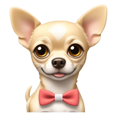 Dog beige chihuahua with bow and name tag saying rio sticker