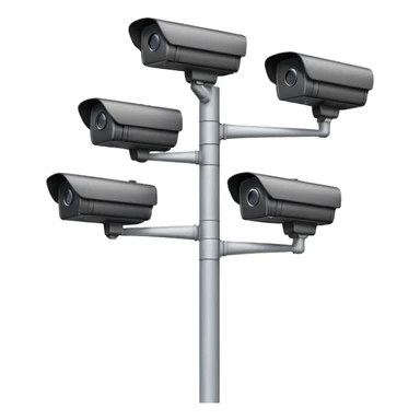 Four cctv cameras linked together on pole sticker