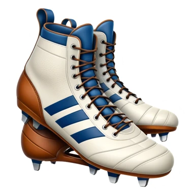 Cinematic Realistic image of a pair of rugby boots, showcasing sturdy leather construction, detailed cleat patterns and textured surfaces, illuminated by vibrant outdoor lighting that captures their athletic purpose sticker