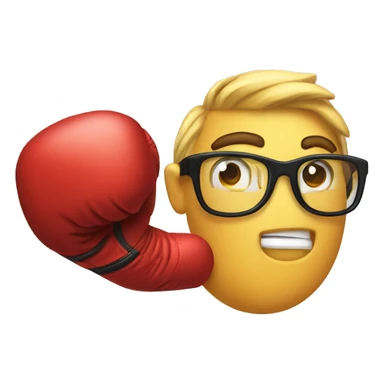 nerd empji pointing finger with boxing glove sticker