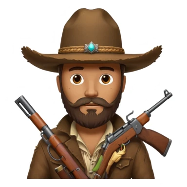  brown cowboy with full beard, sombrero and a ak47 up sticker