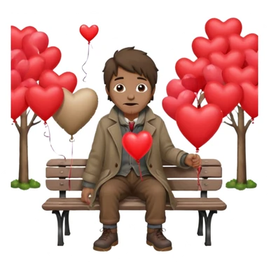 Homeless man with Valentine’s Day decor sticker