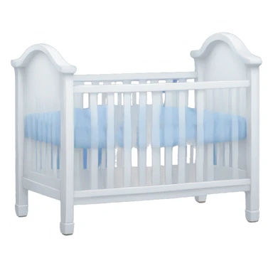 White crib with blue sheets  sticker