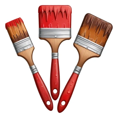 STICKER PINCEAUX ROUGE ET BRUN AVEC  PEINTURE ET TACHE DE PEINTURE sticker