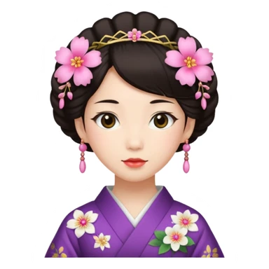 Japanese Princess with floral hairpin sticker