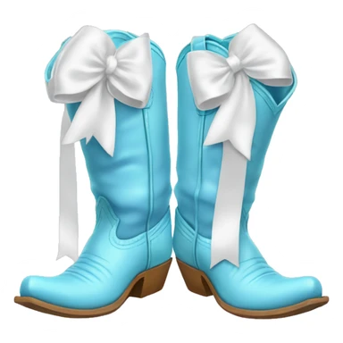 Pair of pastel blue cowboy boots and two little white bows sticker