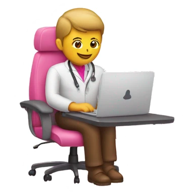 automotive service advisor sitting at pink computer  sticker