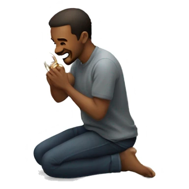 Man on one knee on the floor while holding a ring in  sticker