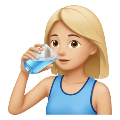 Emoji of a person drinking water, healthy and refreshing feeling, simple flat emoji style, bright colors, clean lines, no text, transparent background. sticker