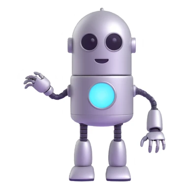 robot ghost with metallic body and ghostly tail, friendly expression sticker