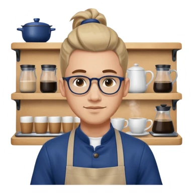 hipster barista ponytail male sticker