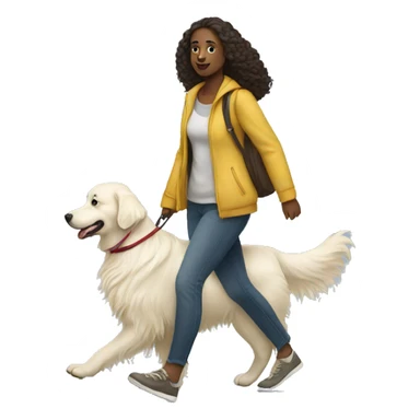 Woman walking a white golden retriever sticker