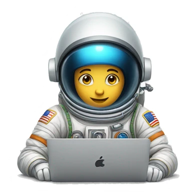 astronaut boy coding on the macbook, symmatrical sticker