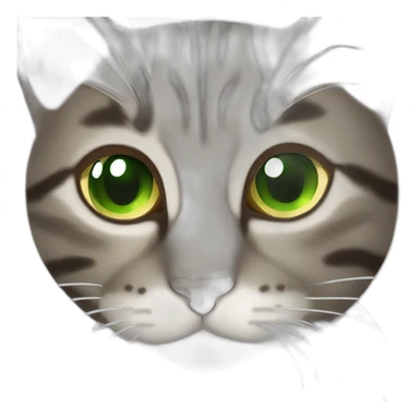 Dark brown and white Tabby Cat with green eyes, laying on the side sticker