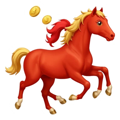 red horse and baby horse agressive running happiness money sticker