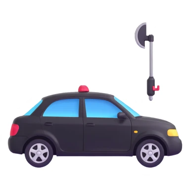 black luxury car door with a clearly visible dent on the bodywork, PDR (Paintless Dent Repair) tools such as rods positioned above the damage, elegant and modern sticker