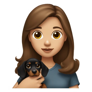 Brown hair girl holding black and tan dachshund puppy sticker