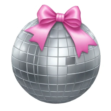 Silver disco ball with a pink bow  sticker