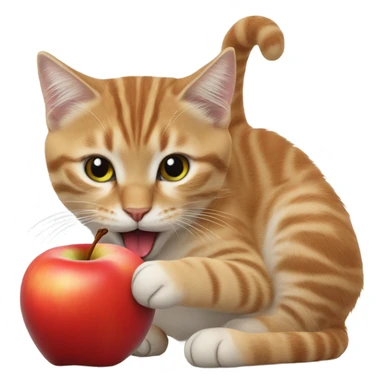 Cat eating an apple sticker