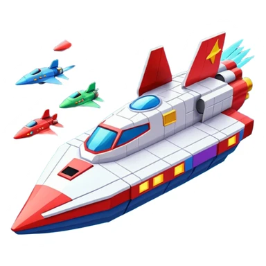 a galaga ship in a pixellated 1980s retro video game style sticker
