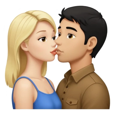 Blonde girl kissing black hair man sticker