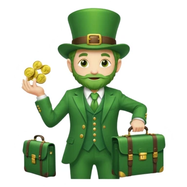 Leprechaun with a briefcase of money  sticker