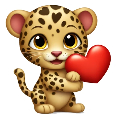 Baby leopard holding a red heart  sticker