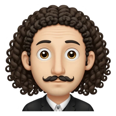 jewish jew man's face, wearing a tiny black kippah and 2 curly long hair strands near the ears, big nose, only face, no body, no mustache sticker