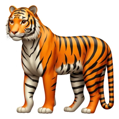 Create a single emoji of a Tiger in full body, shown at a slight side angle in a natural, characteristic pose. stylized like an emoji, but clearly recognizable.  sticker