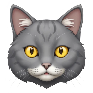 A gray cat with yellow eyes named max he is very cute and has a white spot on his neck sticker
