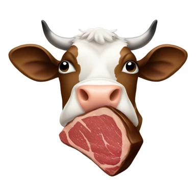 cow eating steak sticker