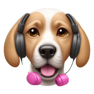 dog with earphones and a pink bonie sticker