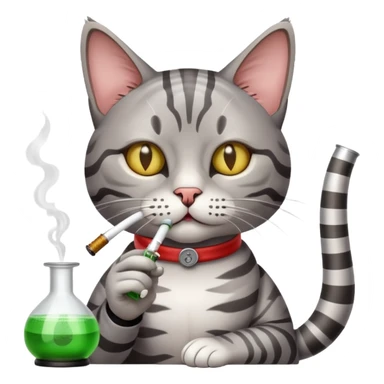 cat smoking a bong sticker