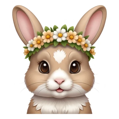 cute rabbit wearing a flower crown sticker