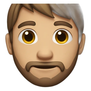 evil man with brown hair ponytail and shaved beard sitting with macbook sticker