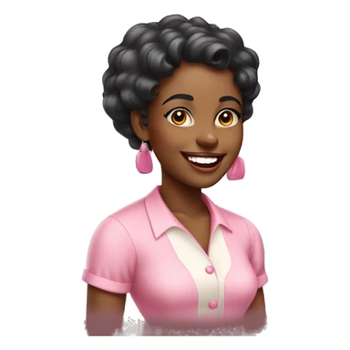 Cute vintage black woman smiling wearing pink  sticker