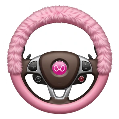 steering wheel with fluffy pink cover sticker