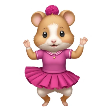 hamster girl dancing with skirt holging o mpom sticker
